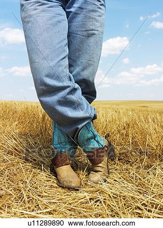 Cowboy standing in harvested crop field wearing funky cowboy boots. View Large Photo Image Stock Image - Cowboy standing in harvested crop field wearing funky cowboy boots.. Fotosearch