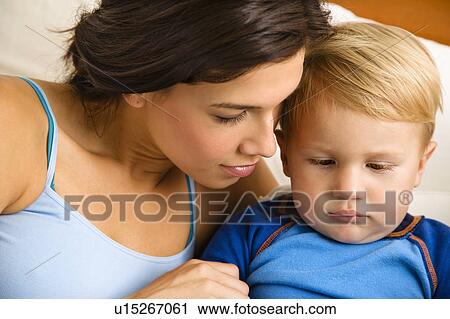 Stock Image - Mom with toddler son. Fotosearch
