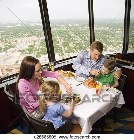 Caucasian family having dinner together at Tower of Americas restaurant in San Antonio, Texas. View Large Photo Image Stock Photography - Caucasian family having dinner together at Tower of Americas restaurant in San Antonio, Texas.. Fotosearch