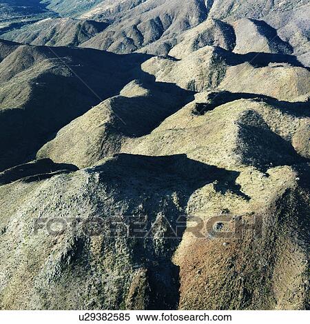 Stock Photography - Aerial view of Arizona landscape with mountain range.. Fotosearch