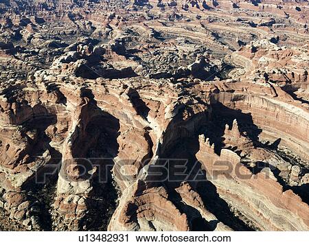 Aerial view of Utah Canyonlands with landforms View Large Photo Image Stock Image - Aerial view of Utah Canyonlands with landforms. Fotosearch