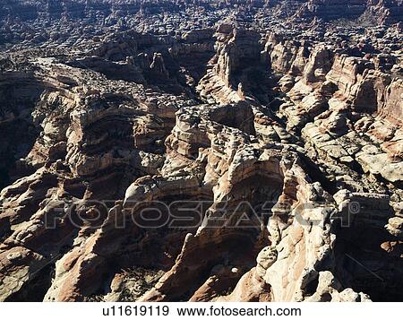 Stock Photo - Aerial view of Utah Canyonlands with landforms.. Fotosearch