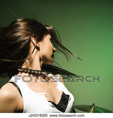 Cuacasian female swinging her hair. View Large Photo Image Stock Image - Cuacasian female swinging her hair.. Fotosearch
