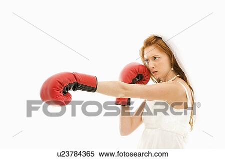 Stock Photography - Bride with boxing gloves. Fotosearch