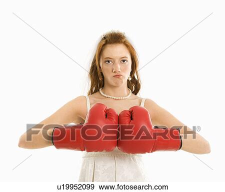 Caucasian bride with boxing gloves togther. View Large Photo Image Stock Photo - Caucasian bride with boxing gloves togther.. Fotosearch