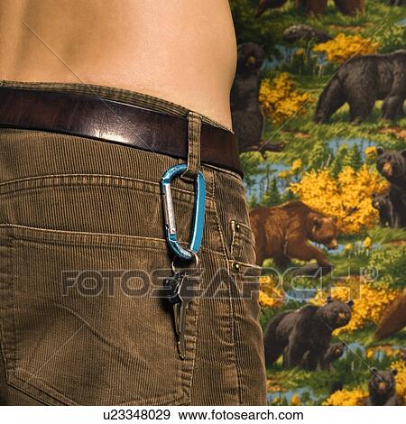Close up of a shirtless Caucasian male waist with keys on carabiner. View Large Photo Image Stock Photo - Close up of a shirtless Caucasian male waist with keys on carabiner.. Fotosearch