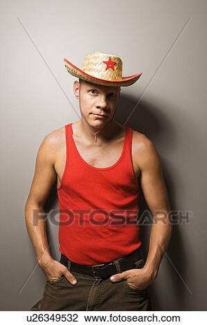 Portrait of a Mid-adult Caucasian male wearing straw hat. View Large Photo Image Stock Image - Portrait of a Mid-adult Caucasian male wearing straw hat.. Fotosearch
