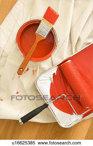 Painting supplies on drop cloth on wood floor View Large Photo Image Stock Photography - Painting supplies on drop cloth on wood floor. Fotosearch