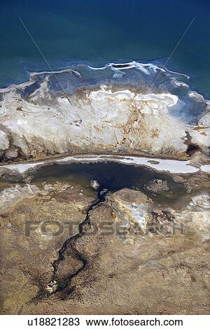Aerial landscape of shoreline of Mono Lake, California, USA. View Large Photo Image Stock Image - Aerial landscape of shoreline of Mono Lake, California, USA.. Fotosearch