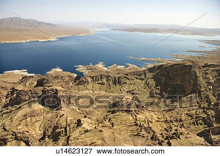 Stock Photo - Aerial of Lake Mead landscape in Nevada. Fotosearch
