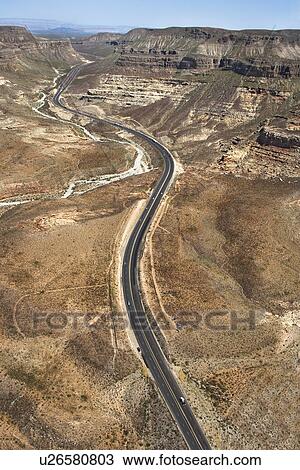 Aerial of scenic highway Interstate 15 through desert landscape of Arizona, USA. View Large Photo Image Stock Image - Aerial of scenic highway Interstate 15 through desert landscape of Arizona, USA.. Fotosearch