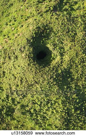 Aerial view of collapsed lava tube surrounded by green trees in Maui, Hawaii View Large Photo Image Stock Photo - Aerial view of collapsed lava tube surrounded by green trees in Maui, Hawaii. Fotosearch