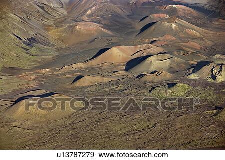 Aerial view of craters in Haleakala National Park, Maui, Hawaii. View Large Photo Image Stock Photo - Aerial view of craters in Haleakala National Park, Maui, Hawaii.. Fotosearch