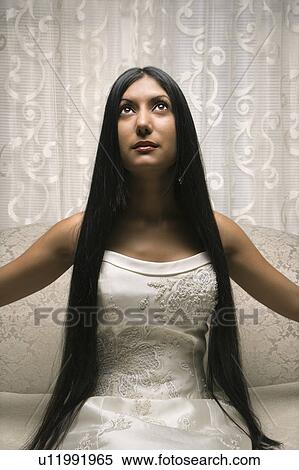 Portrait of an Indian bride looking up. View Large Photo Image Stock Photography - Portrait of an Indian bride looking up.. Fotosearch