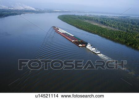 Aerial of barge on Mississippi River in Baton Rouge, Louisiana View Large Photo Image Picture - Aerial of barge on Mississippi River in Baton Rouge, Louisiana. Fotosearch