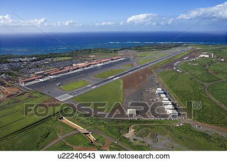 Aerial view of Maui, Hawaii airport with Pacific ocean. View Large Photo Image Stock Image - Aerial view of Maui, Hawaii airport with Pacific ocean.. Fotosearch