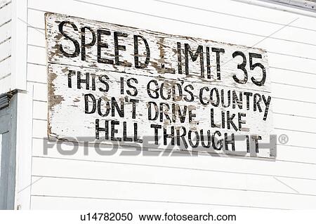 Funny small town speed limit sign View Large Photo Image Stock Image - Funny small town speed limit sign. Fotosearch