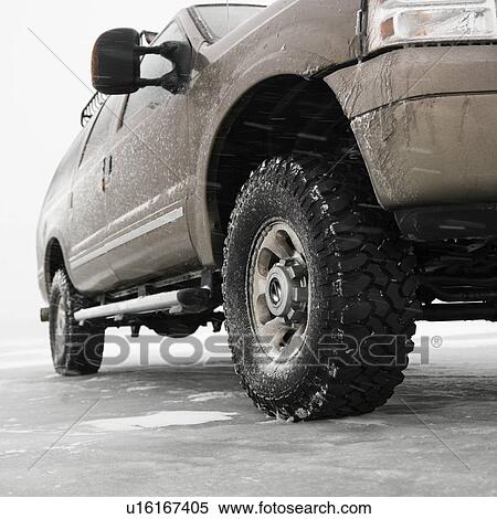Stock Photography - Truck on frozen lake in Green Lake, Minnesota. Fotosearch