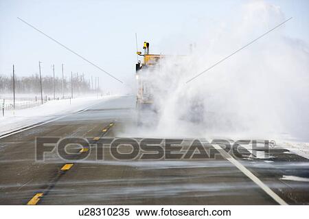 Truck on road trailing snow behind. View Large Photo Image Stock Photography - Truck on road trailing snow behind.. Fotosearch