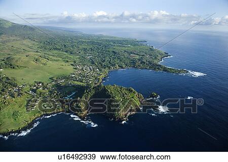 Aerial view of coastal community in Maui, Hawaii View Large Photo Image Stock Photo - Aerial view of coastal community in Maui, Hawaii. Fotosearch