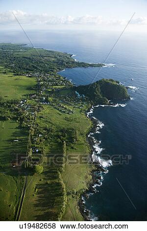 Stock Photo - Aerial view of coastal community in Maui, Hawaii. Fotosearch