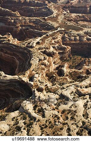 Aerial view of gorge in Canyonlands National Park, Utah View Large Photo Image Stock Photo - Aerial view of gorge in Canyonlands National Park, Utah. Fotosearch