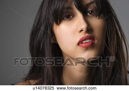 Headshot of pretty young woman with long black hair. View Large Photo Image Stock Photography - Headshot of pretty young woman with long black hair.. Fotosearch