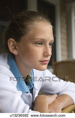 Side view portrait of Caucasian pre-teen girl View Large Photo Image Stock Image - Side view portrait of Caucasian pre-teen girl. Fotosearch