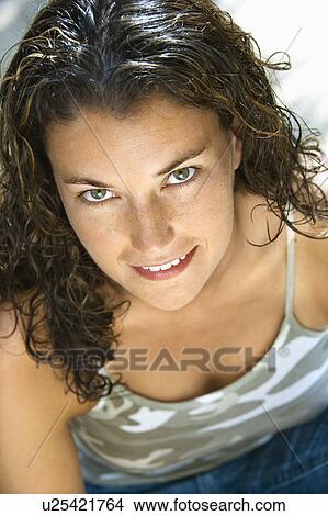 Picture - Woman looking up . Fotosearch