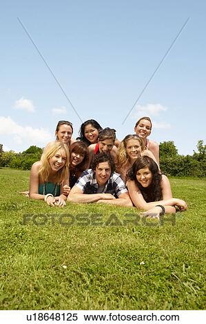 Stock Photography - Portrait of a group of young people. Fotosearch
