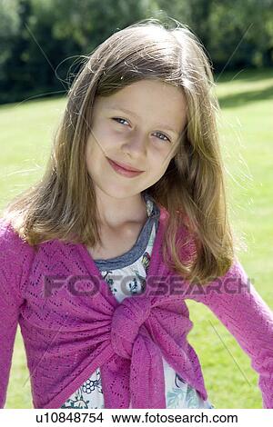 portrait of 9 year old girl stock photo u10848754