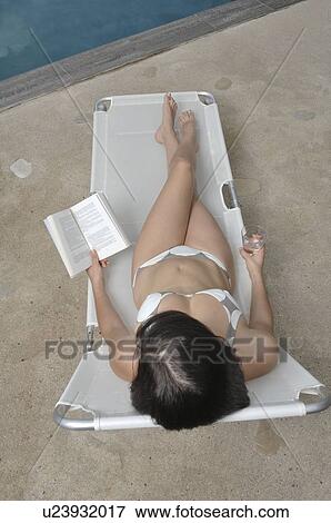 Woman reading a book, overhead view View Large Photo Image Stock Photo - Woman reading a book, overhead view. Fotosearch
