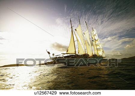 Stock Photo - Sailboat in the sea. Fotosearch