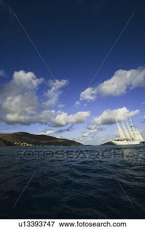 Sailing ship in the sea View Large Photo Image Stock Photo - Sailing ship in the sea. Fotosearch