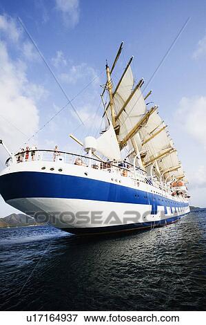 Sailing ship in the sea View Large Photo Image Stock Photo - Sailing ship in the sea. Fotosearch