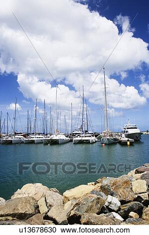 Sailboats moored at a harbor View Large Photo Image Stock Image - Sailboats moored at a harbor. Fotosearch