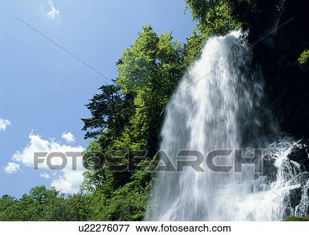 Stock Photo - "Waterfall, Nagano, Japan". Fotosearch