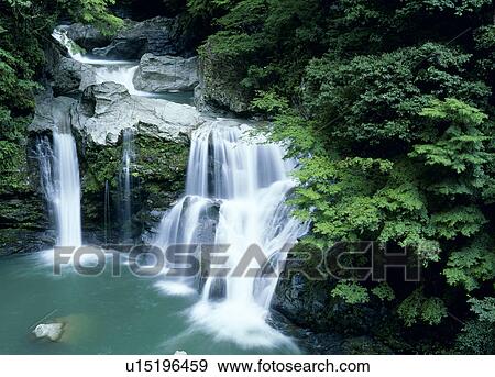 Stock Photo - "Waterfall, Tokushima, Japan". Fotosearch