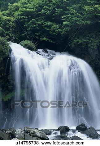 Stock Photo - "Waterfall, Yamanashi, Japan". Fotosearch