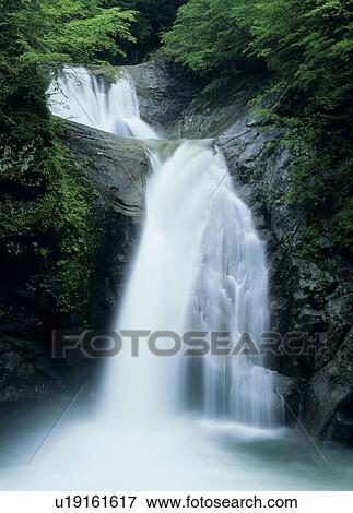 Stock Photo - "Waterfall, Yamanashi, Japan". Fotosearch