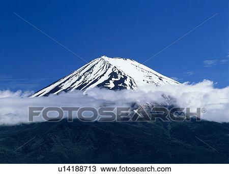 Stock Image - "Mt. Fuji And Cloud, Yamanashi, Japan". Fotosearch