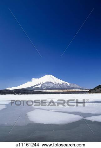 "Mt. Fuji And Frozen Lake, Yamanashi, Japan" View Large Photo Image Picture - "Mt. Fuji And Frozen Lake, Yamanashi, Japan". Fotosearch
