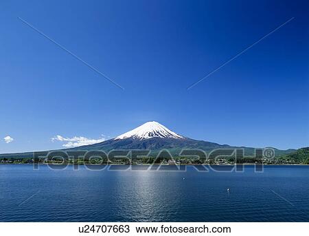 Stock Image - "Mt. Fuji And Lake, Yamanashi, Japan". Fotosearch