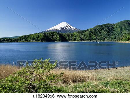 Stock Photograph - "Mt. Fuji And Lake, Yamanashi, Japan". Fotosearch