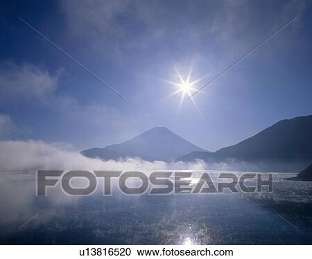 Stock Image - "Mt. Fuji And Mist, Yamanashi, Japan". Fotosearch
