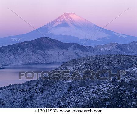 Stock Image - "Mt. Fuji And Morning Glow, Kanagawa, Japan". Fotosearch