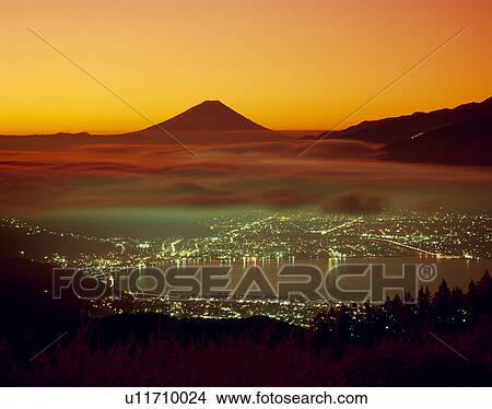 Picture - "Mt. Fuji And Morning Glow, Nagano, Japan". Fotosearch