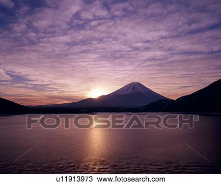 Stock Image - "Mt. Fuji And Morning Glow, Yamanashi, Japan". Fotosearch