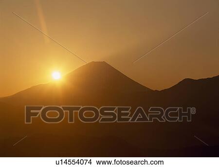 "Mt. Fuji And Morning Sun, Yamanashi, Japan" View Large Photo Image Picture - "Mt. Fuji And Morning Sun, Yamanashi, Japan". Fotosearch