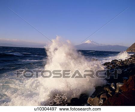 Stock Photo - "Mt. Fuji And Ocean Wave, Shizuoka, Japan". Fotosearch